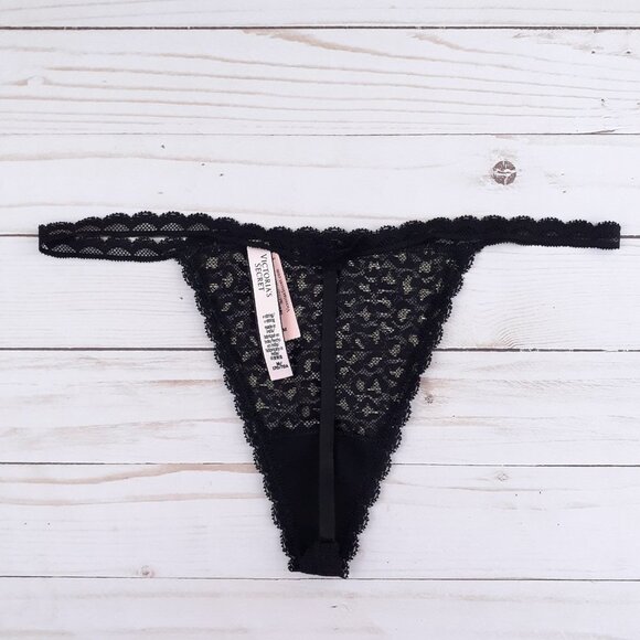 Victorias Secret Panties Black G String Animal Print 671 - Picture 2 of 2